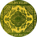 Round Oriental Yellow Industrial Rug, urb2215yw