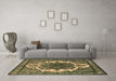 Machine Washable Oriental Brown Industrial Rug in a Living Room,, wshurb2215brn