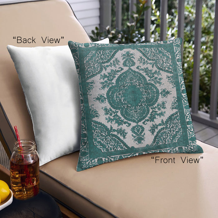 Front View of Mid-Century Modern Urban Square Columbia Blue Throw Pillow, 18 inch by 18 inch, pwurb2215