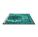 Sideview of Machine Washable Oriental Turquoise Industrial Area Rugs, wshurb2215turq