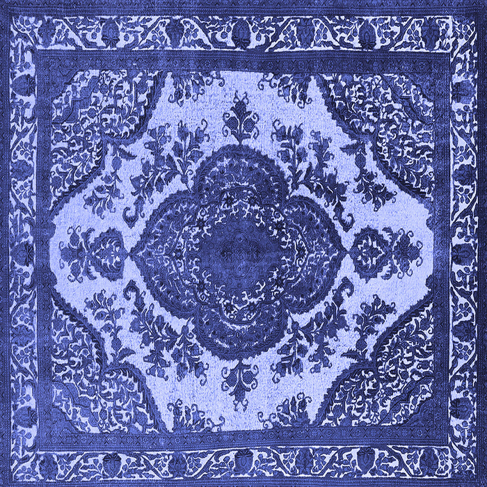Square Machine Washable Oriental Blue Industrial Rug, wshurb2215blu