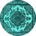 Round Oriental Turquoise Industrial Rug, urb2215turq