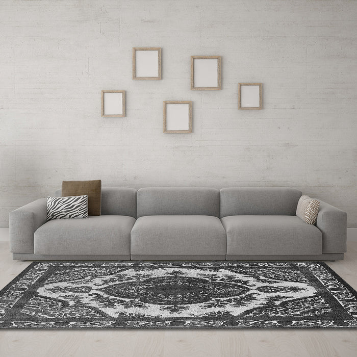 Machine Washable Oriental Gray Industrial Rug in a Living Room,, wshurb2215gry