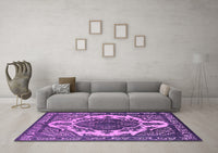 Machine Washable Oriental Pink Industrial Rug, wshurb2215pnk