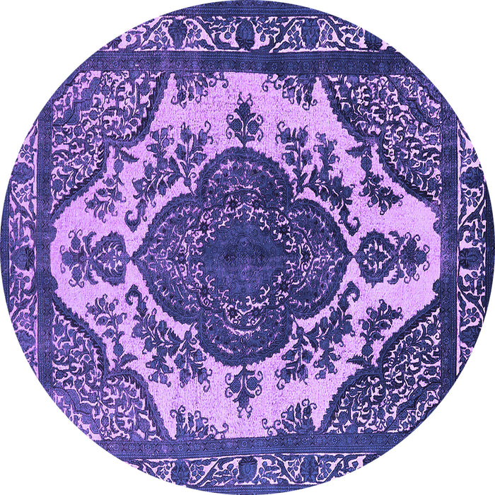Round Machine Washable Oriental Purple Industrial Area Rugs, wshurb2215pur