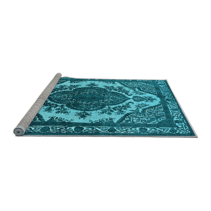 Sideview of Machine Washable Oriental Light Blue Industrial Rug, wshurb2215lblu