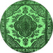 Round Oriental Emerald Green Industrial Rug, urb2215emgrn