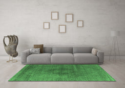 Machine Washable Oriental Emerald Green Industrial Area Rugs in a Living Room,, wshurb2216emgrn