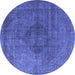 Round Oriental Blue Industrial Rug, urb2216blu