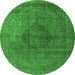 Round Oriental Green Industrial Rug, urb2216grn