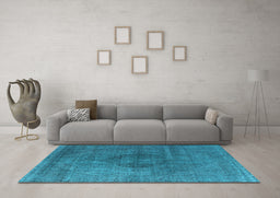Machine Washable Oriental Light Blue Industrial Rug in a Living Room, wshurb2216lblu