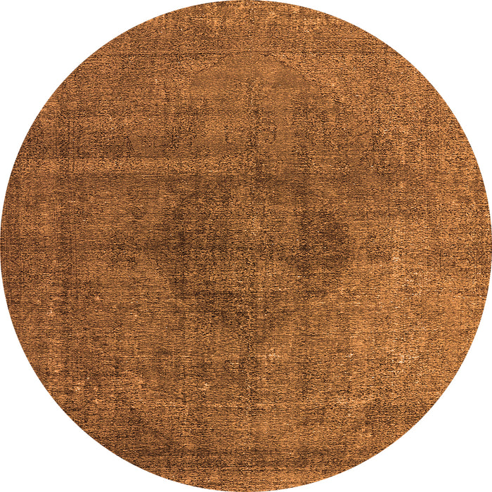 Round Machine Washable Oriental Orange Industrial Area Rugs, wshurb2216org