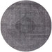 Round Machine Washable Industrial Modern Gray Rug, wshurb2216