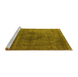 Sideview of Machine Washable Oriental Yellow Industrial Rug, wshurb2216yw