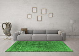 Machine Washable Oriental Green Industrial Area Rugs in a Living Room,, wshurb2216grn
