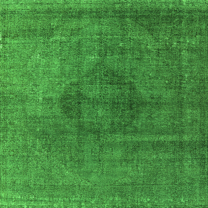 Square Machine Washable Oriental Green Industrial Area Rugs, wshurb2216grn
