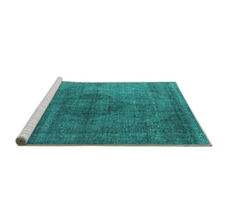 Sideview of Machine Washable Oriental Turquoise Industrial Area Rugs, wshurb2216turq