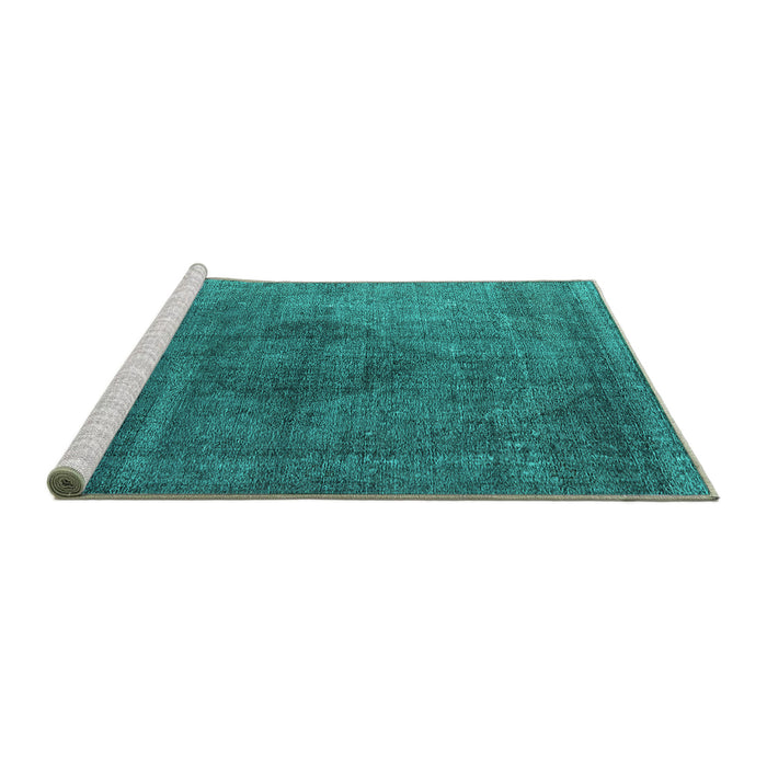 Sideview of Machine Washable Oriental Turquoise Industrial Area Rugs, wshurb2216turq