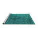 Sideview of Machine Washable Oriental Turquoise Industrial Area Rugs, wshurb2216turq