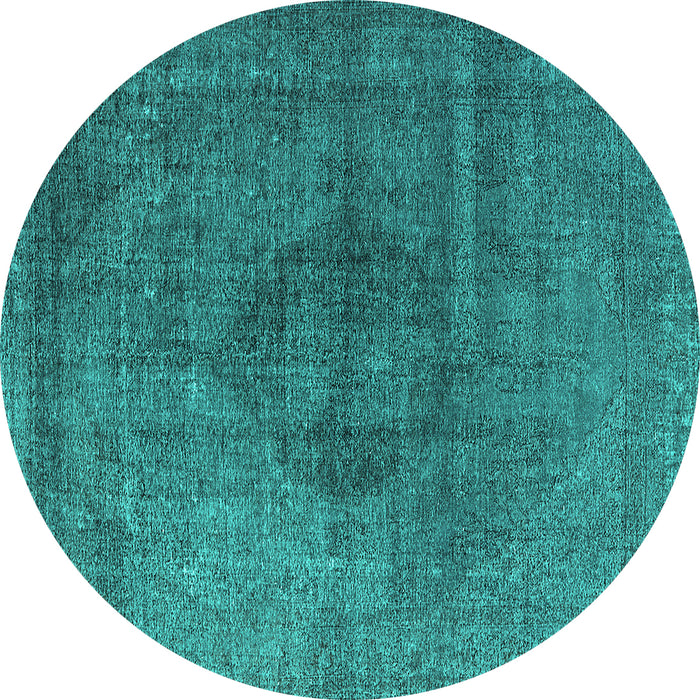 Round Machine Washable Oriental Turquoise Industrial Area Rugs, wshurb2216turq