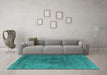 Machine Washable Oriental Turquoise Industrial Area Rugs in a Living Room,, wshurb2216turq