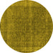 Round Oriental Yellow Industrial Rug, urb2217yw