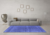 Machine Washable Oriental Blue Industrial Rug, wshurb2217blu