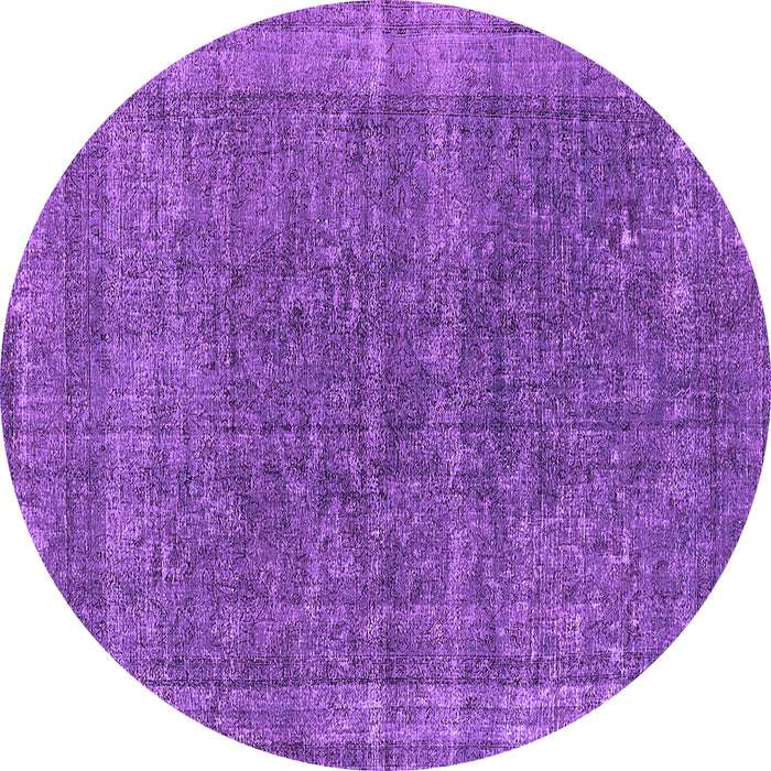 Round Machine Washable Oriental Purple Industrial Area Rugs, wshurb2217pur