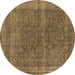 Round Oriental Brown Industrial Rug, urb2217brn