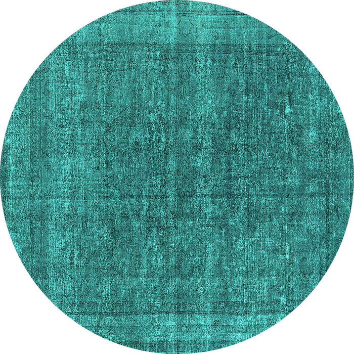 Round Oriental Turquoise Industrial Rug, urb2217turq
