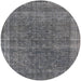 Round Machine Washable Industrial Modern Gunmetal Gray Rug, wshurb2217