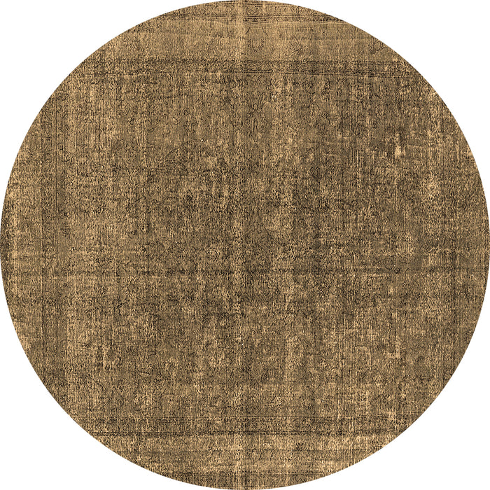 Round Machine Washable Oriental Brown Industrial Rug, wshurb2217brn