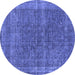 Round Oriental Blue Industrial Rug, urb2217blu