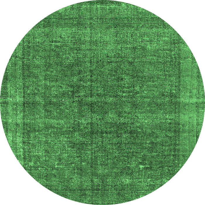Round Oriental Emerald Green Industrial Rug, urb2217emgrn