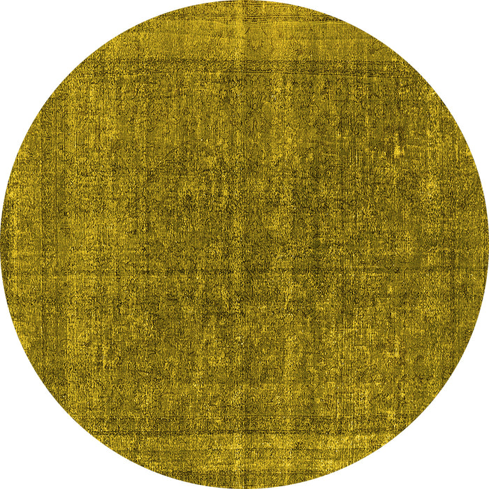 Round Machine Washable Oriental Yellow Industrial Rug, wshurb2217yw