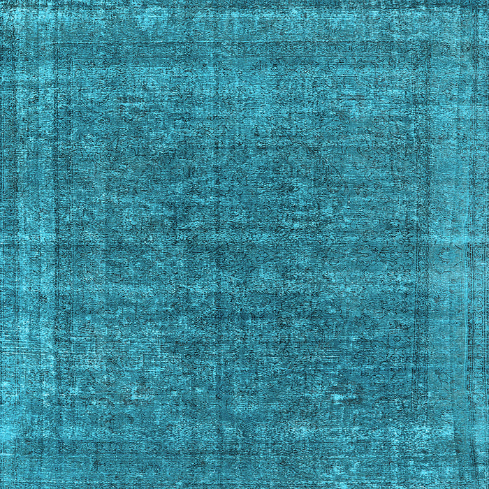 Square Machine Washable Oriental Light Blue Industrial Rug, wshurb2217lblu
