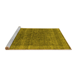 Sideview of Machine Washable Oriental Yellow Industrial Rug, wshurb2217yw