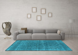 Machine Washable Oriental Light Blue Industrial Rug in a Living Room, wshurb2217lblu