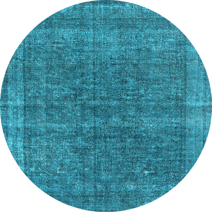 Round Oriental Light Blue Industrial Rug, urb2217lblu
