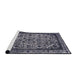 Sideview of Machine Washable Industrial Modern Dark Slate Blue Rug, wshurb2218