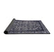 Sideview of Mid-Century Modern Dark Slate Blue Oriental Rug, urb2218