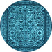 Round Oriental Light Blue Industrial Rug, urb2218lblu