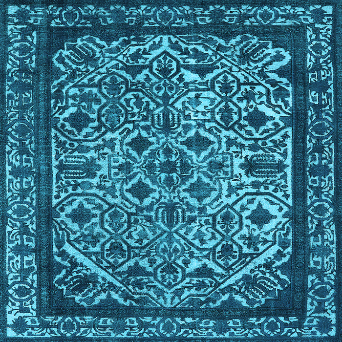 Square Machine Washable Oriental Light Blue Industrial Rug, wshurb2218lblu