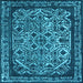 Square Machine Washable Oriental Light Blue Industrial Rug, wshurb2218lblu