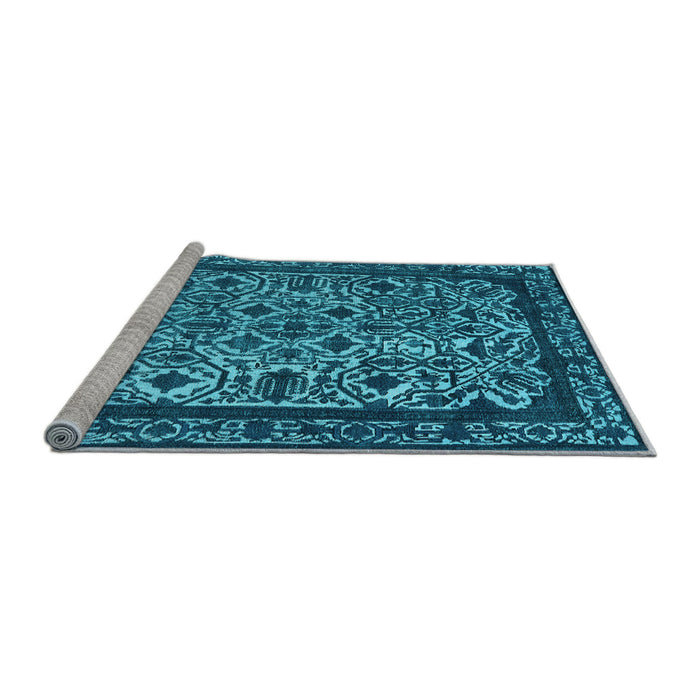 Sideview of Machine Washable Oriental Light Blue Industrial Rug, wshurb2218lblu