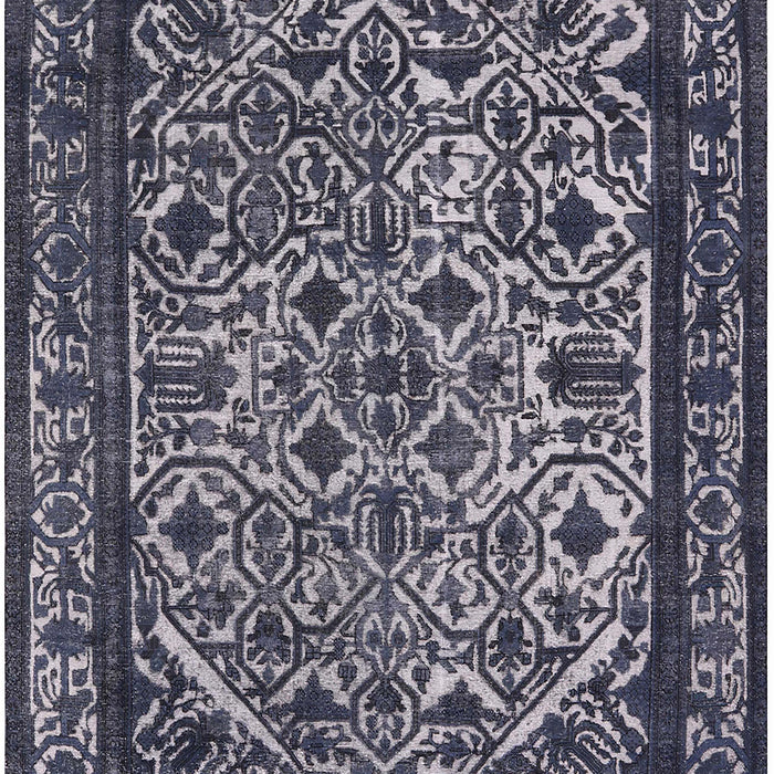 Mid-Century Modern Dark Slate Blue Oriental Rug, urb2218