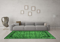 Machine Washable Oriental Green Industrial Rug, wshurb2218grn