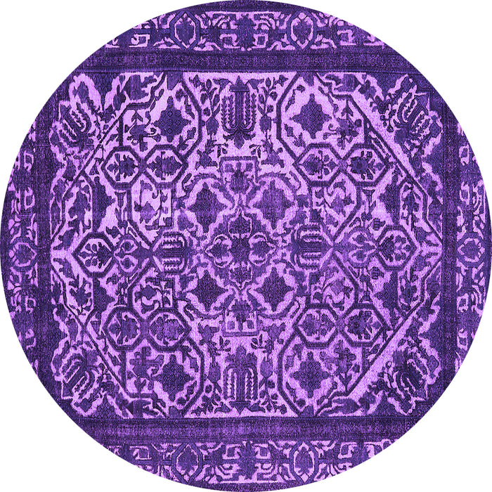 Round Machine Washable Oriental Purple Industrial Area Rugs, wshurb2218pur