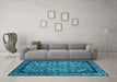 Machine Washable Oriental Light Blue Industrial Rug in a Living Room, wshurb2218lblu