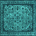 Square Oriental Turquoise Industrial Rug, urb2218turq